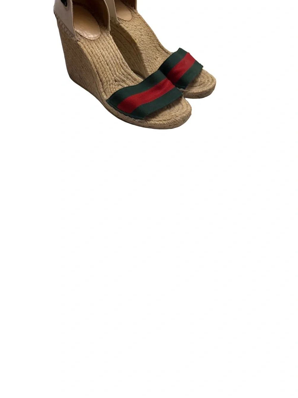 Gucci Lilibeth Web espadrille wedge sandals Sz  38